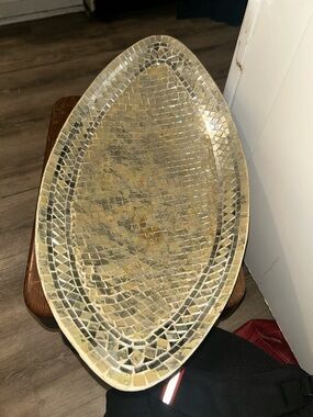 Gold Mosaic Decorative Oval Tray